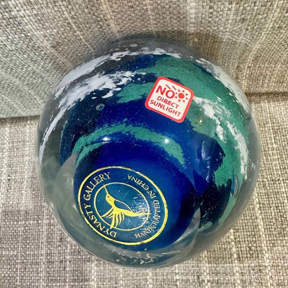 Dynasty Gallery  Blue and Green Art Glass Paperweight - Picture 2 of 5